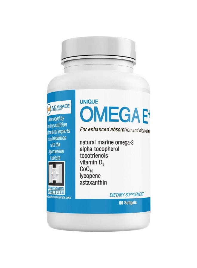 UNIQUE E A.C. Grace Company Omega E+ - Fish Oil Supplement - with Marine Omega-3 Fatty Acids, Vitamin E, Vitamin D3, and CoQ10 - Helps Support Heart, Brain, and Skin Health - 60 Softgels - Image 1