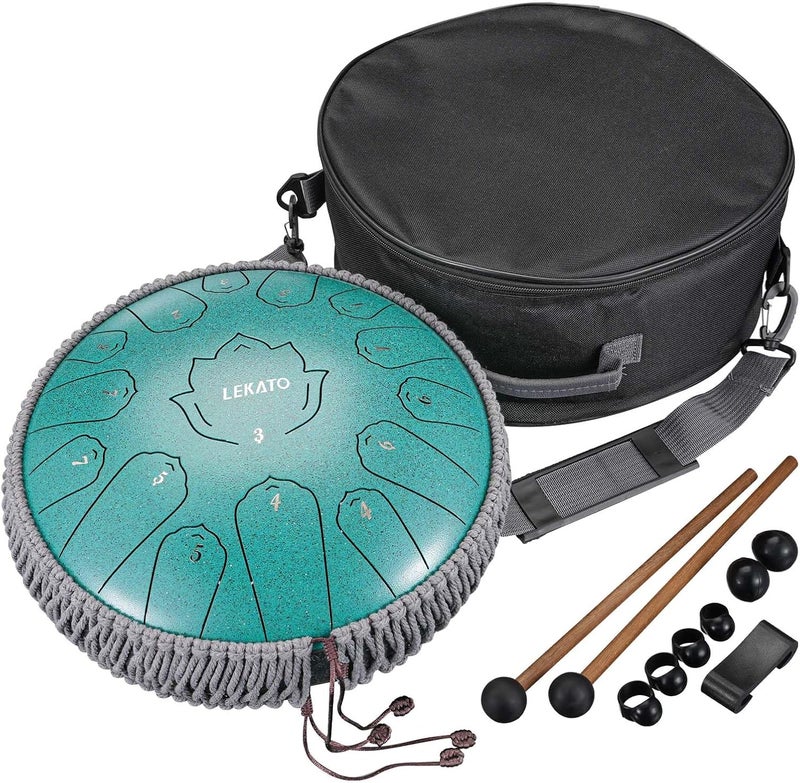 LEKATO Steel Tongue Drum 13 Inch 15 Notes Steel Drum C Key Beginner/Professional Handpan Drum Percussion for Meditation Yoga Musical Education, Best Gift for Familes/Friends - Image 3