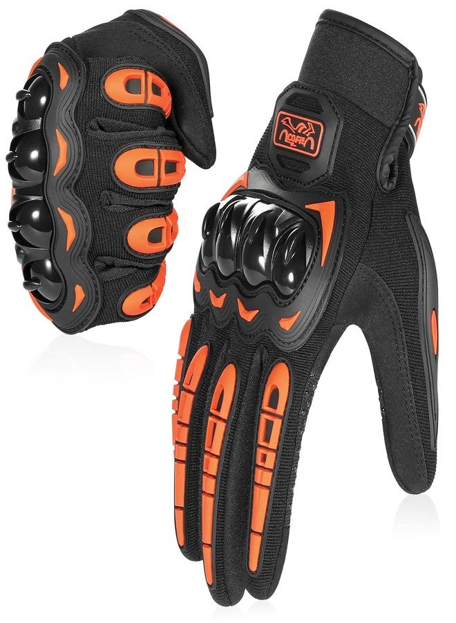 COFIT Motorcycle Gloves Breathable, Touchscreen Motorbike Gloves Anti-Slip with Good Grip Hard Knuckles Protection for Men Women Motocross, BMX ATV MTB Cycling, Road Racing - Orange L - Image 1
