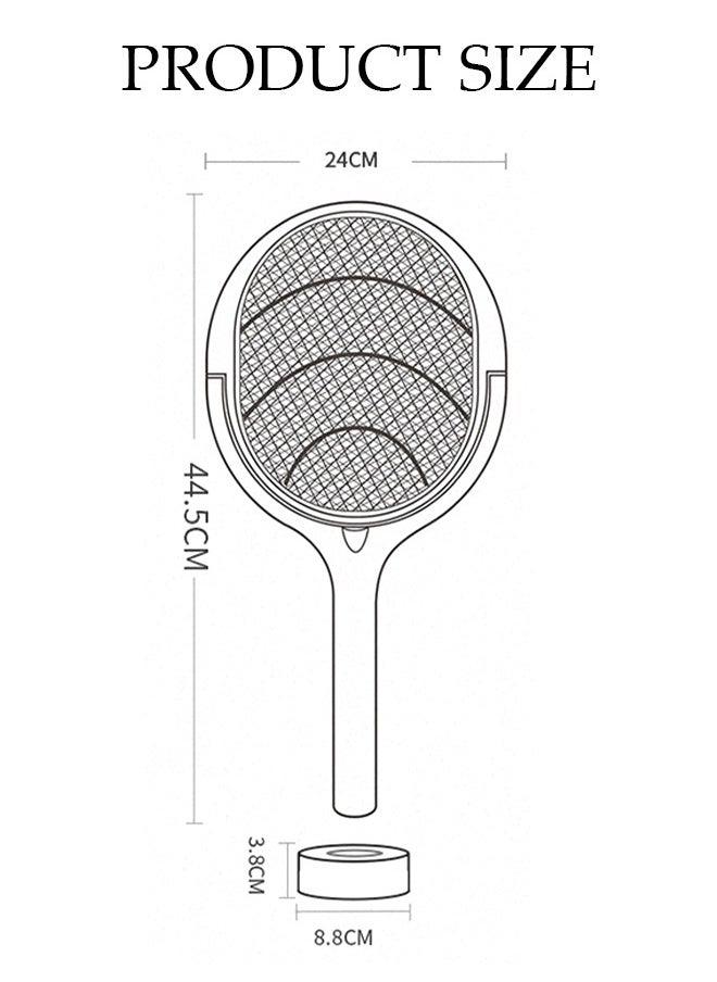 DUNISO - Electric Fly Swatter, 3500V Rotating Head Bug Zapper Racket with Telescopic Extension 1200mAh Rechargeable Mosquito Swatter Mosquito Killer Lamp with Base for Indoor and Outdoor - Image 1