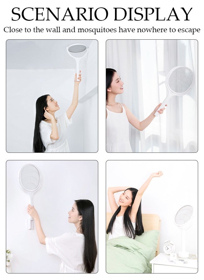 DUNISO - Electric Fly Swatter, 3500V Rotating Head Bug Zapper Racket with Telescopic Extension 1200mAh Rechargeable Mosquito Swatter Mosquito Killer Lamp with Base for Indoor and Outdoor - Image 1