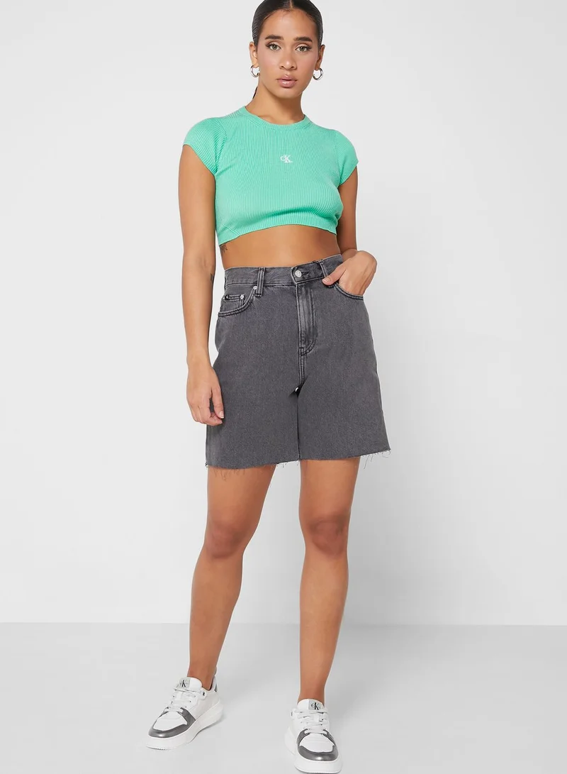 Calvin Klein Jeans Ribbed Strappy Crop Top