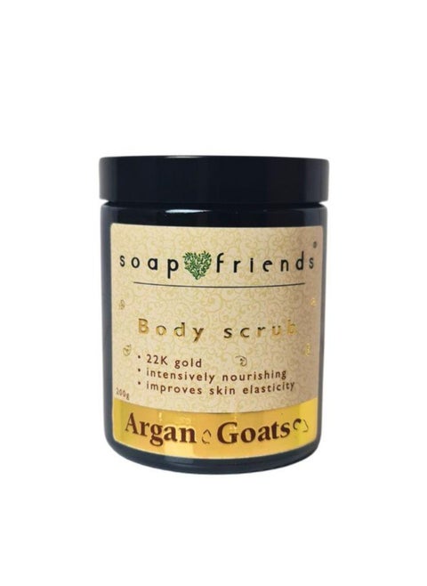 مقشر الجسم من Soap&Friends بزيت الأرغان والماعز وزبدة الشيا وذهب عيار 22 - مقشر الملح والسكر لبشرة ناعمة ومشرقة، 200 غرام