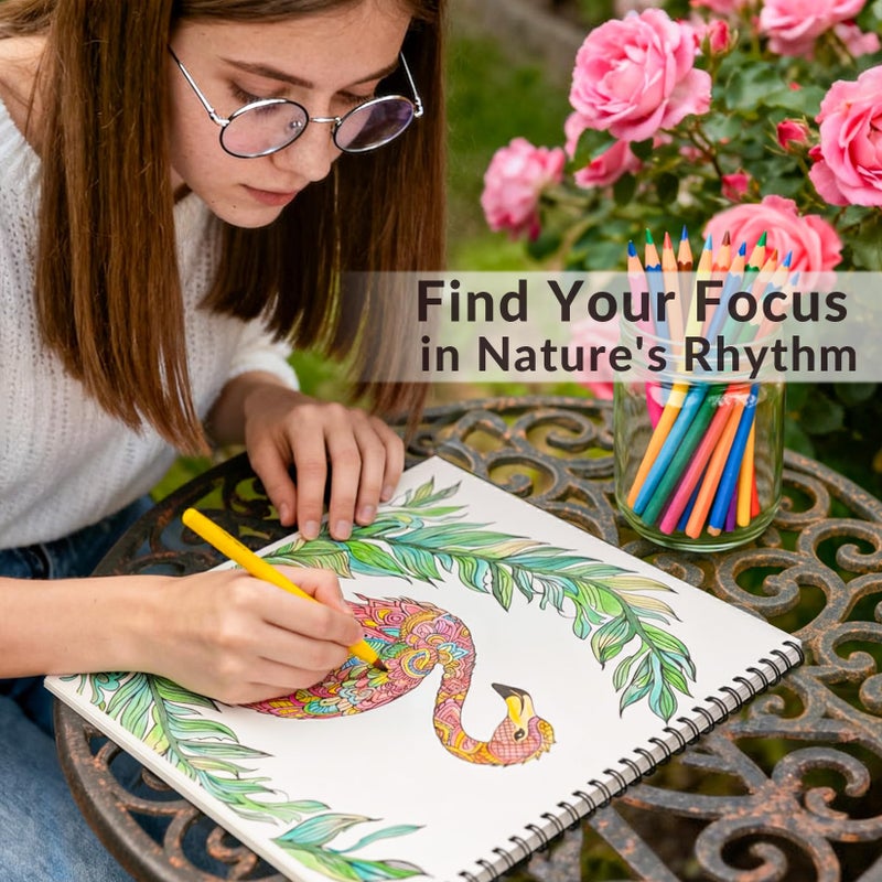 FunLavie FUN LAVIE Adult Coloring Book - Mandala Animal Designs for Adults Relaxation and Teens Stress Relief, Spiral Bound Coloring Book for Women, Mindfulness Mandalas and Animal Patterns for Anxiety Relief - Image 2