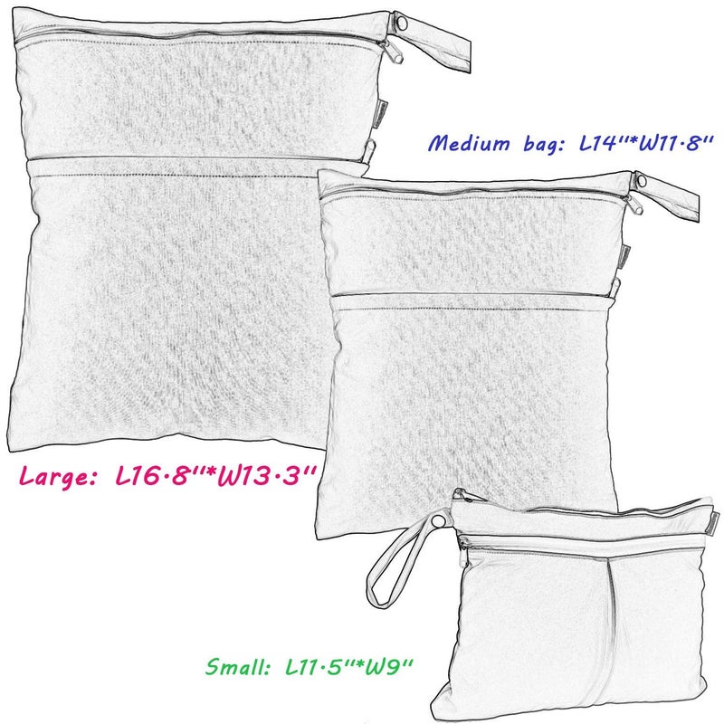 Damero 3pcs Travel Wet and Dry Bag with Handle for Cloth Diaper, Pumping Parts, Clothes, Swimsuit and More, Easy to Grab and Go, Black Arrows - Image 5
