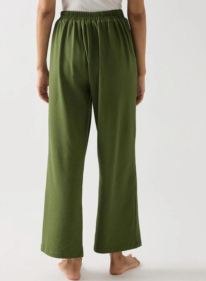 Femmella  Green Relaxed Fit Knit Trousers for Women | Best Price UAE