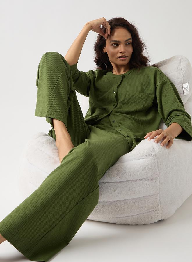 Femmella Green Relaxed Fit Knit Trousers - Image 2