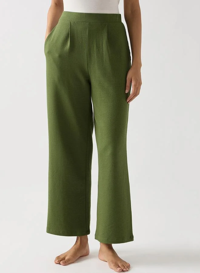 Femmella  Green Relaxed Fit Knit Trousers for Women | Best Price UAE