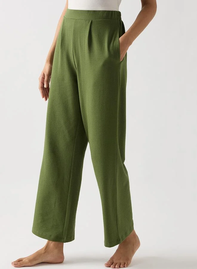 Femmella  Green Relaxed Fit Knit Trousers for Women | Best Price UAE