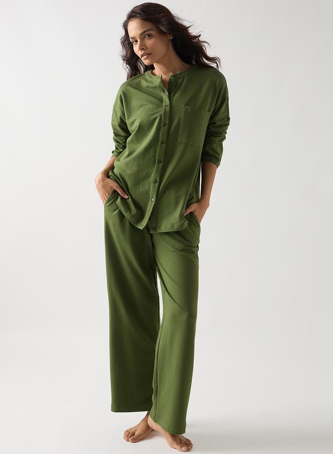 Femmella Green Relaxed Fit Knit Trousers - Image 1
