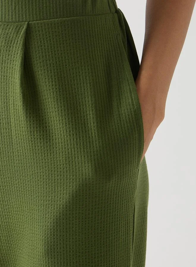 Femmella  Green Relaxed Fit Knit Trousers for Women | Best Price UAE