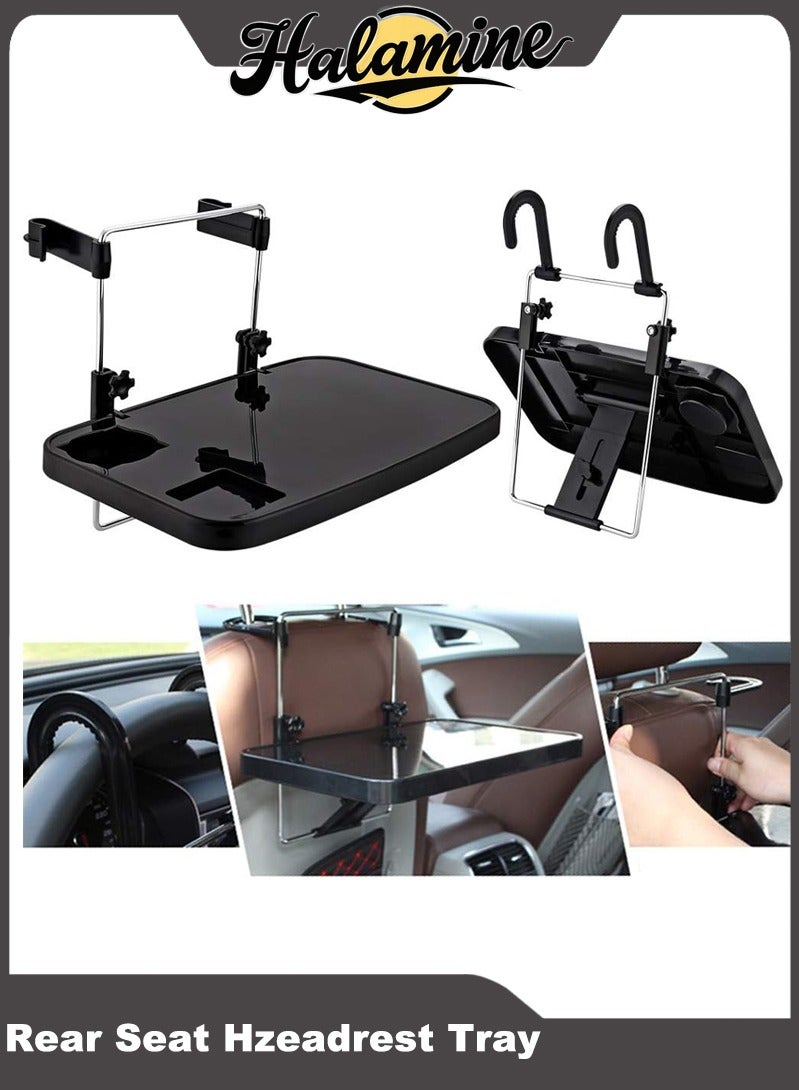 Halamine Rear Seat Headrest Tray for Eating Food, Drinking and Writing Laptop Documents Black Car Table Top  - Image 1