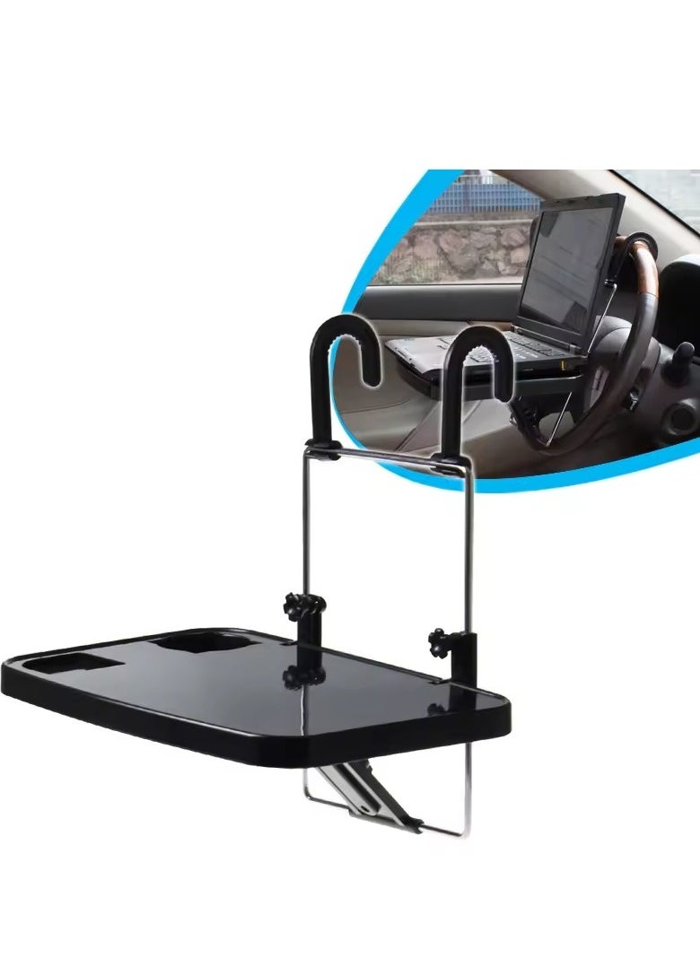 Halamine Rear Seat Headrest Tray for Eating Food, Drinking and Writing Laptop Documents Black Car Table Top  - Image 4