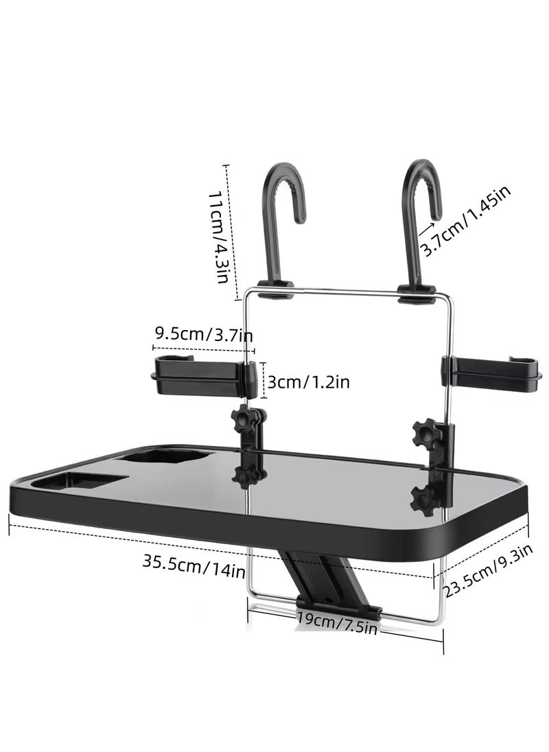 Halamine Rear Seat Headrest Tray for Eating Food, Drinking and Writing Laptop Documents Black Car Table Top  - Image 3