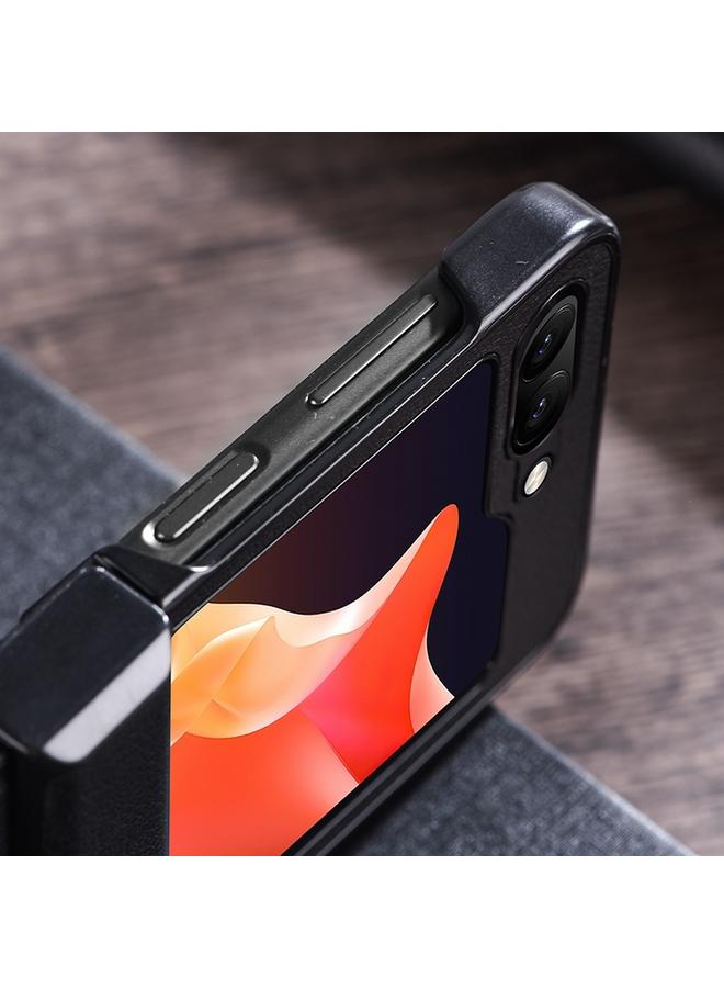 اس-توب جراب لهاتف Samsung Galaxy Z Flip5، جراب هاتف قابل للطي بثلاث مراحل مصنوع من الجلد - Image 5