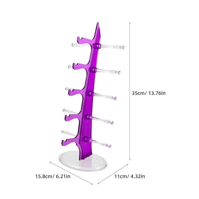 5Pairs Plastic Sunglass Display Rack Purple Space Saving Eyewear Holder Stand for Storage Use - Image 2