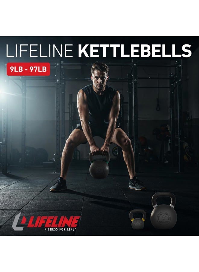 Lifeline وزن كيتل بيل لتدريب القوة لكامل الجسم 4 كجم/8.8 رطل - أصفر باهت - Image 2