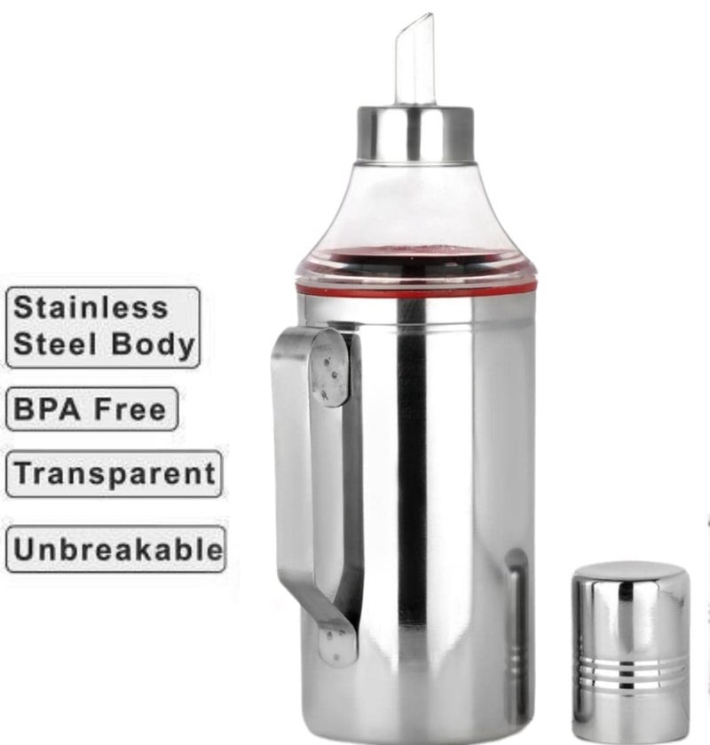 STEEPLE Steel Oil Dispenser Oil Pourer I Oil Pot I Leakproof Oil Nozzle Dropper Bottle Container for Home Kitchen Restaurant Hotel Use 1000 ML Pack of 4 - Image 3