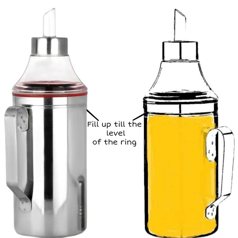 STEEPLE Steel Oil Dispenser Oil Pourer I Oil Pot I Leakproof Oil Nozzle Dropper Bottle Container for Home Kitchen Restaurant Hotel Use 1000 ML Pack of 4 - Image 4