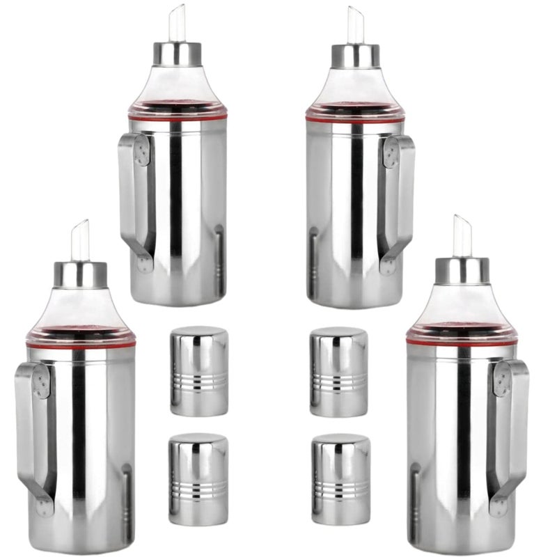 STEEPLE Steel Oil Dispenser Oil Pourer I Oil Pot I Leakproof Oil Nozzle Dropper Bottle Container for Home Kitchen Restaurant Hotel Use 1000 ML Pack of 4 - Image 1