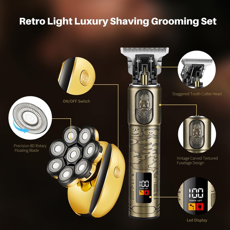 ROZIAPRO Head Shavers for Bald Men & Professional Hair Trimmer Zero Gapped T-Blade Trimmer, Multifunctional Bald Shavers Rechargeable Edgers Barber Clippers Menâ€™s Grooming Kit - Image 4