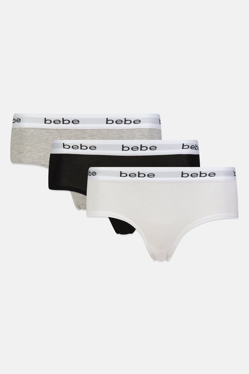 bebe Women 3 Pieces Brand Logo Booty Panties, Multicolor - Image 2