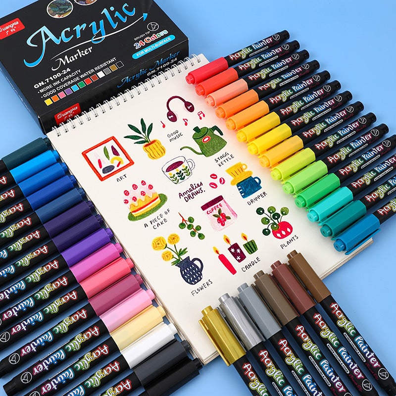 Guangna 7100 Soft Head Acrylic Water-Based Marker Color Hand-Painted Stone Painting Graffiti Pen Children'S 36-Color Set - Image 2