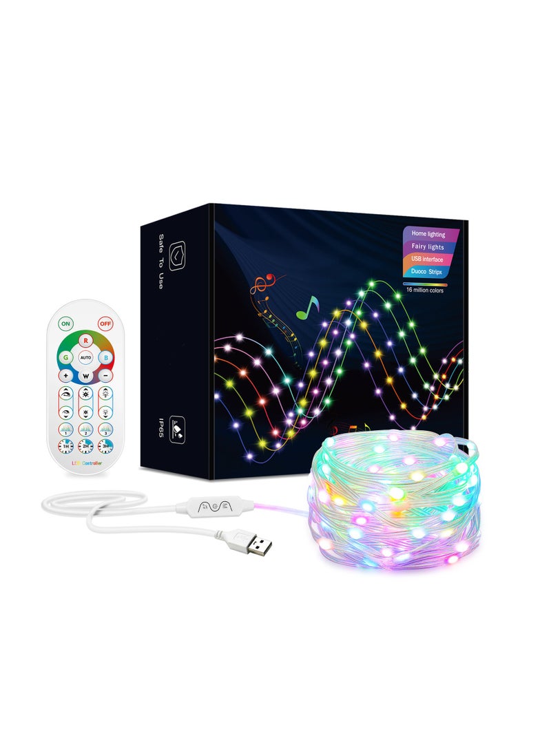 200 LEDs Outdoor Rope Lights , IP65 Waterproof 20m Fairy Strip Lights with Remote 21 Modes Rope Lights -Warm White  Multicolor - Image 1