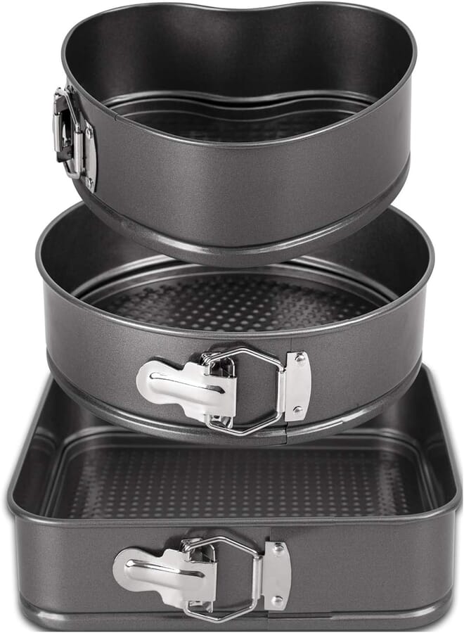 TOPZONE 3 Piece Detachable Cake Pan Set for Baking, Round Cake Pan, Baking Pan with Detachable Base (8/9/10 Inch)