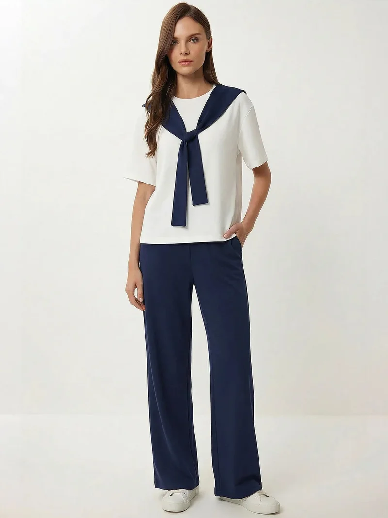 السعادة في إسطنبول ISTANBUL Color Blocked Crew Neck Two-Piece Co-ord Set