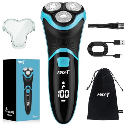 MAX-T Electric Shaver for Men, Cordless Electric Razor with Travel Case, Wet & Dry Use Men's Razor with Pop-Up Trimmer, 3D Rechargeable IPX7 Waterproof Rotary Shaver - Image 1