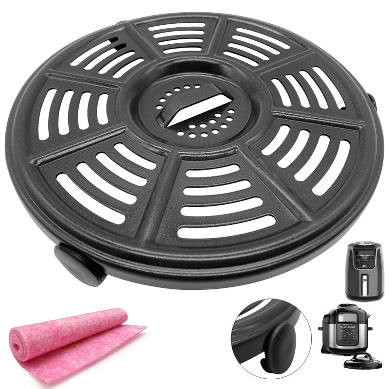 ALJ Air Fryer Tray for Ninja 4QT Air Fryers with Rubber Bumpers 82 inch Upgraded Round Grill Pan Plate Crisper Plate Replacement Parts for Ninja Foodi NonStick Dishwasher Safe