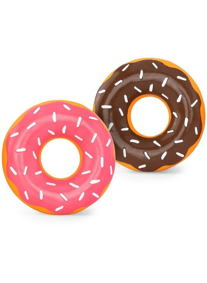 ZippyPaws Latex Donutz, Durable Dog Toy For Interactive Play, No Stuffing  Chocolate & Strawberry (2Pack) - Image 1