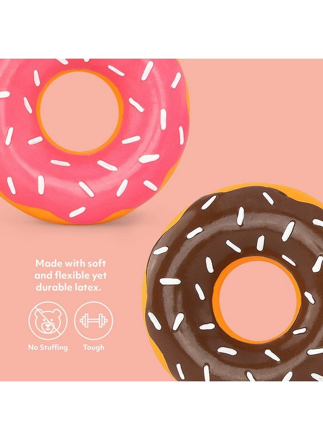 ZippyPaws Latex Donutz, Durable Dog Toy For Interactive Play, No Stuffing  Chocolate & Strawberry (2Pack) - Image 3