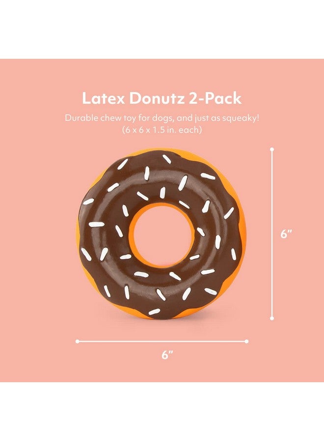 ZippyPaws Latex Donutz, Durable Dog Toy For Interactive Play, No Stuffing  Chocolate & Strawberry (2Pack) - Image 2