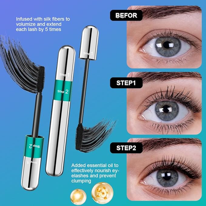 LOPHE 2 in 1 Black Eyelash Mascara with False Lash Effect 5 Times Longer Thick Curling with Soft Brush Smudge Proof Long Lasting Mascara Lash Sensational Volumizing and Thickening for Makeup - Image 5