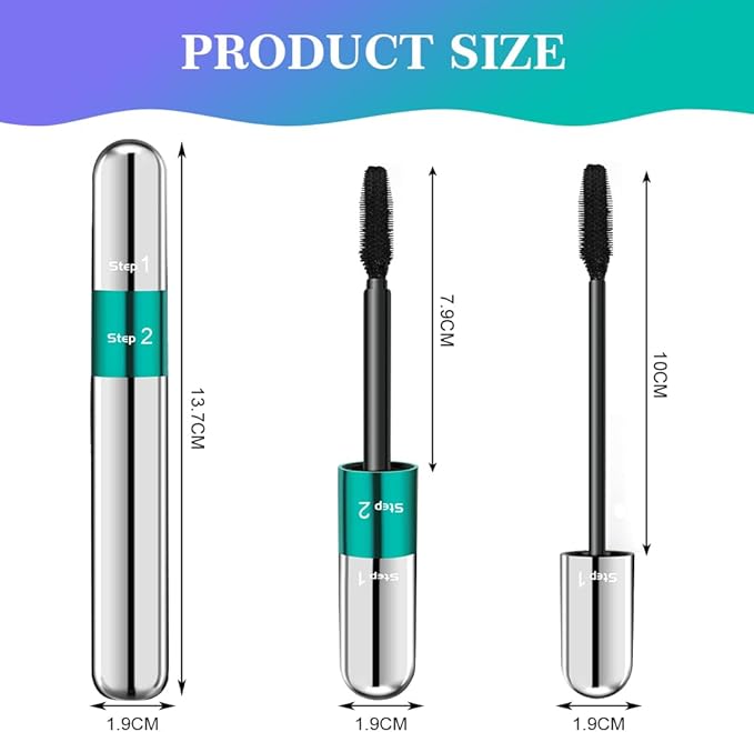 LOPHE 2 in 1 Black Eyelash Mascara with False Lash Effect 5 Times Longer Thick Curling with Soft Brush Smudge Proof Long Lasting Mascara Lash Sensational Volumizing and Thickening for Makeup - Image 2