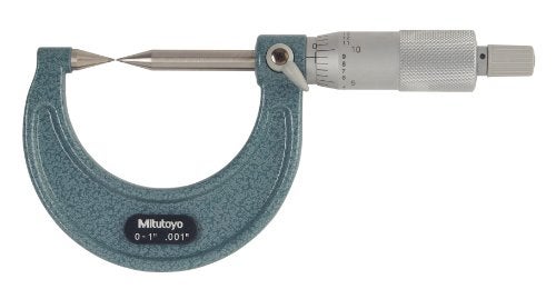 Mitutoyo ميتويو 112-237 ميكرومتر نقطة، إنش، توقف رافعة، 30 درجة، نقاط مطلية بالكربيد، نطاق 0-1"، تدرجات 0.001"، دقة +/-0.00015" - Image 4