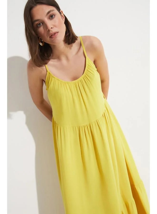JUNE Tiered Yellow Dress