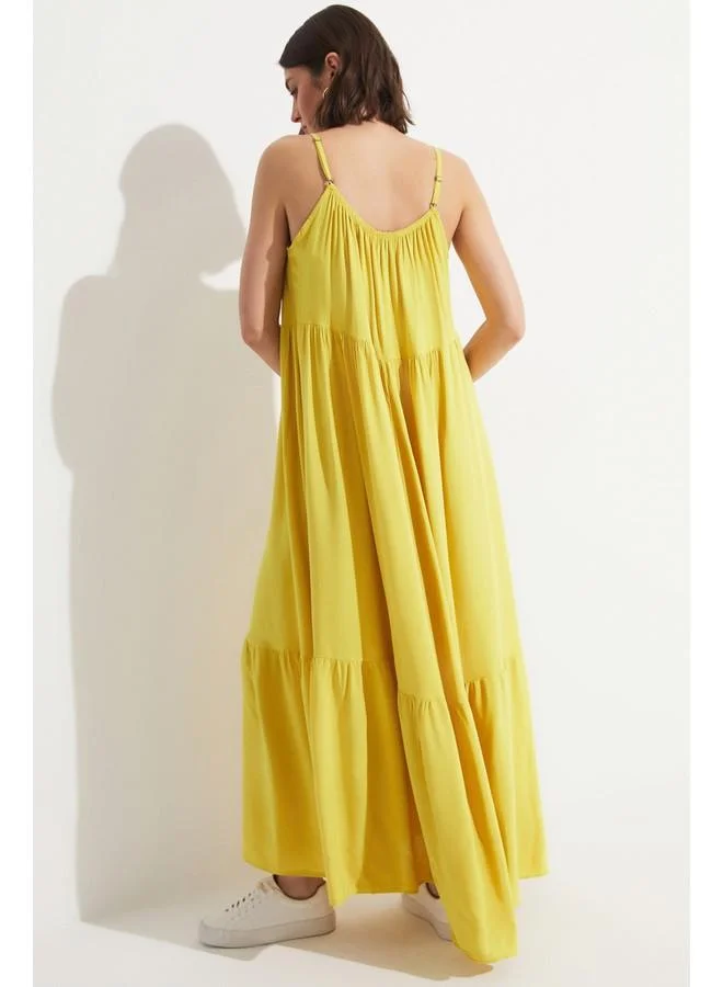 JUNE Tiered Yellow Dress