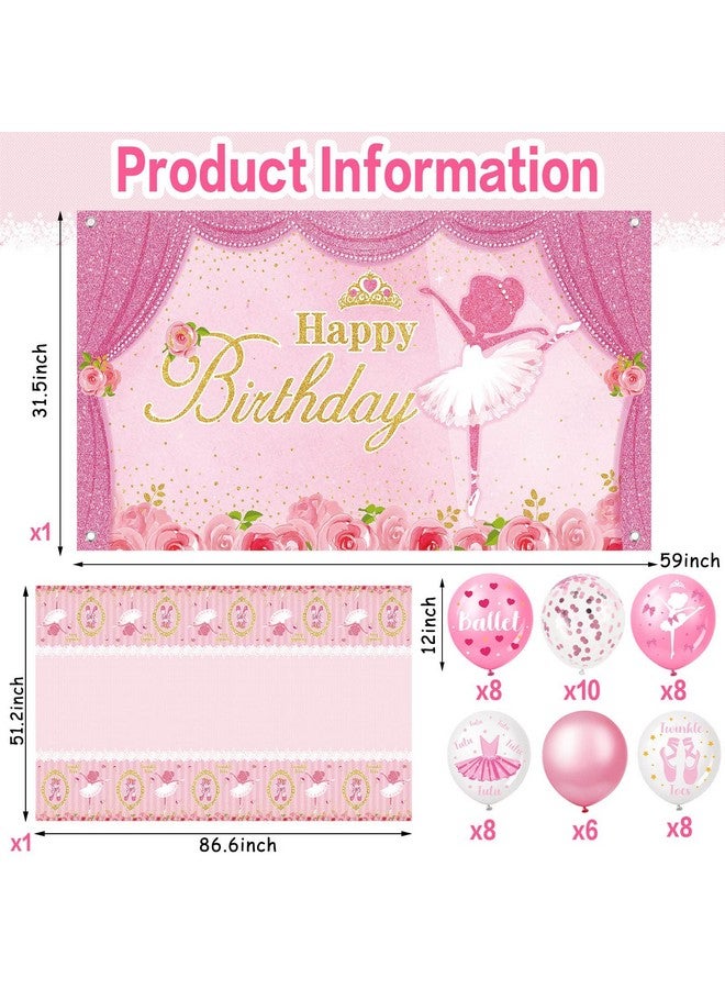 Charniol 50 Pcs Ballerina Birthday Party Supplies Ballerina Tablecloths Ballet Balloon Ballerina Backdrop Tutu Girl Birthday Party Decorations Pink Ballerina Balloon Arch Kit For Baby Shower Wedding Supplies - Image 3