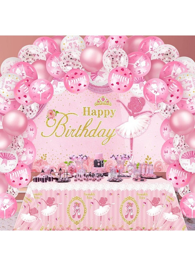 Charniol 50 Pcs Ballerina Birthday Party Supplies Ballerina Tablecloths Ballet Balloon Ballerina Backdrop Tutu Girl Birthday Party Decorations Pink Ballerina Balloon Arch Kit For Baby Shower Wedding Supplies - Image 2