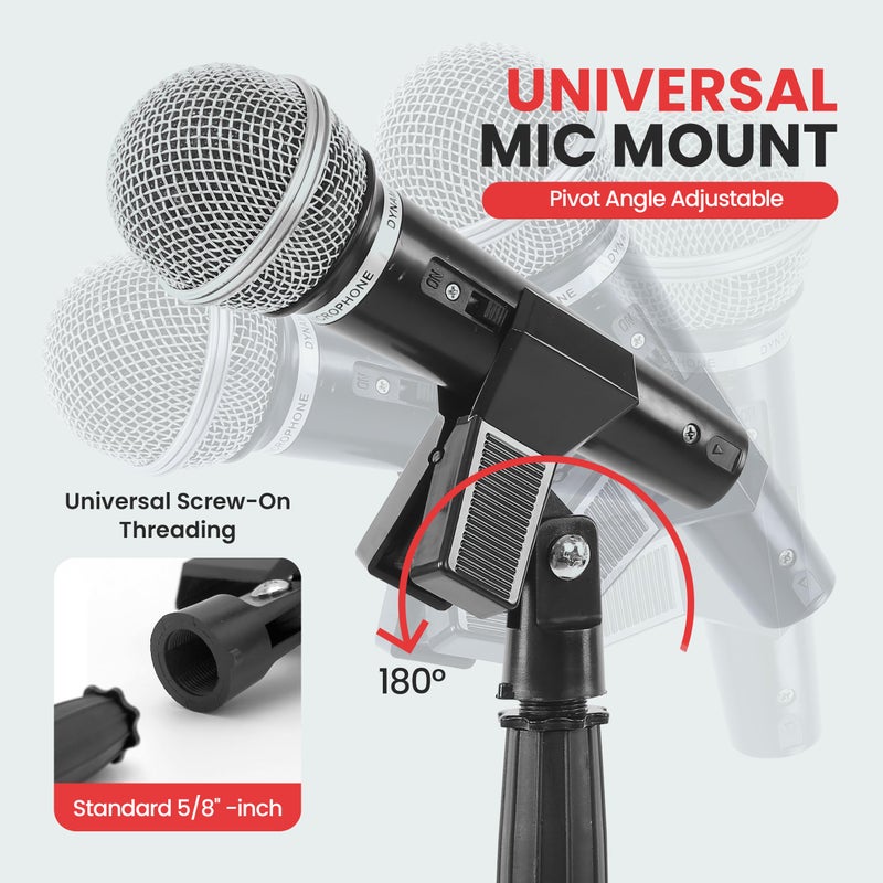 PYLE-PRO Microphone Stand - Universal Mic Mount with Heavy Compact Base, Height Adjustable (2.8’ - 5’ ft.) - PMKS5 - Image 4