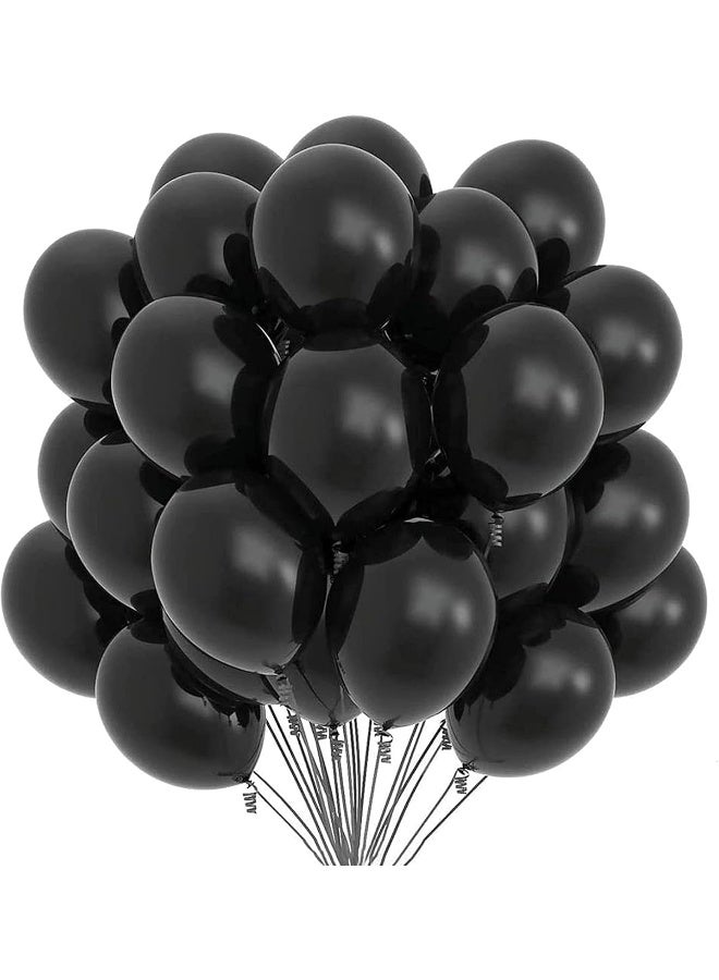 Goldedge – 50 PC Black Latex Balloons, 12 Inch Classic Black Balloons for Chic Events, Halloween, Birthdays & Statement Décor - Image 1