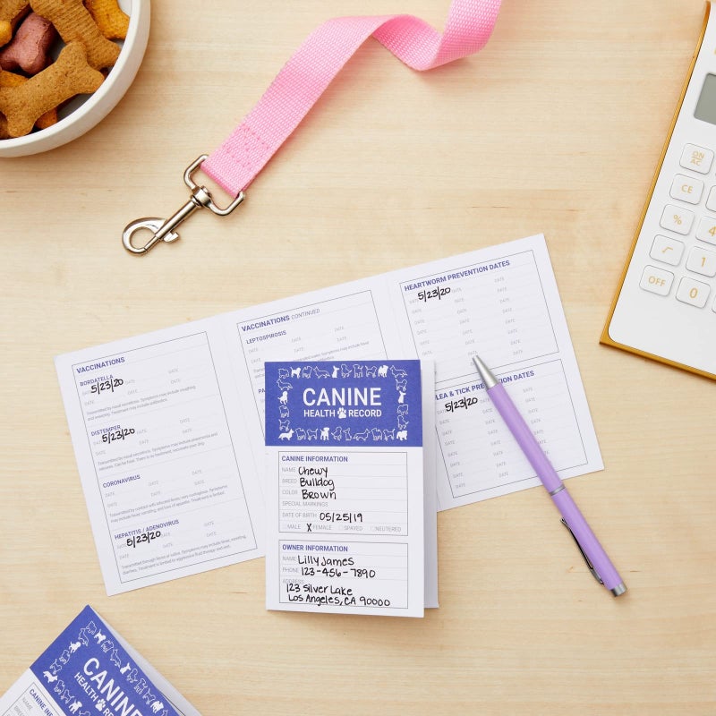 Juvale Puppy Record Card - Compact Portable Puppy Vaccination Record & Ink-Resistant Dog Vaccination Card - Dog Breeding Supplies - Pack of 24, 5 x 3.5 in Folded, White, Paper - Image 2