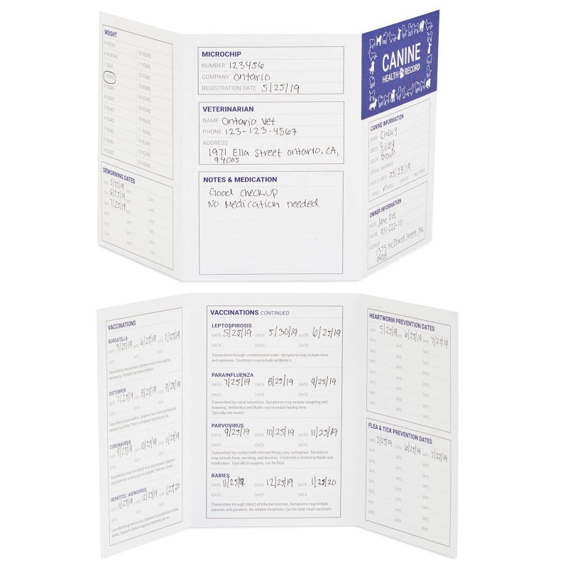 Juvale Puppy Record Card - Compact Portable Puppy Vaccination Record & Ink-Resistant Dog Vaccination Card - Dog Breeding Supplies - Pack of 24, 5 x 3.5 in Folded, White, Paper - Image 5