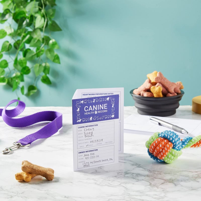 Juvale Puppy Record Card - Compact Portable Puppy Vaccination Record & Ink-Resistant Dog Vaccination Card - Dog Breeding Supplies - Pack of 24, 5 x 3.5 in Folded, White, Paper - Image 3