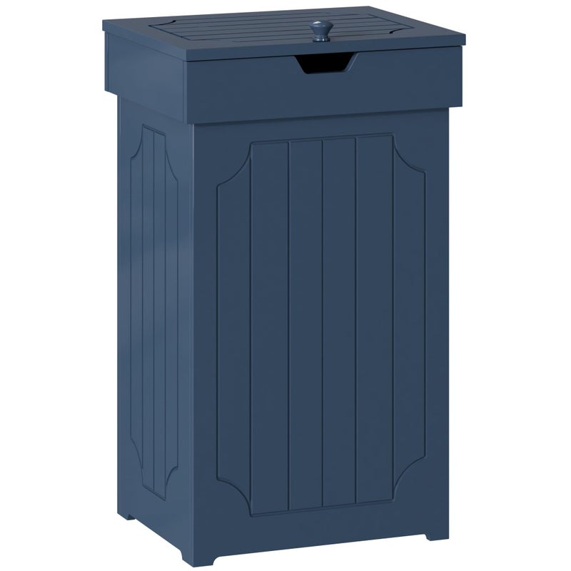 Function Home Trash Can Cabinet, 13 Gallon Kitchen Garbage Can, Wooden Recycling Trash Bin, Freestanding Dog Proof Trash Can, Farmhouse Trash Cabinet with Lid for Home Kitchen Bedroom, Blue - Image 1