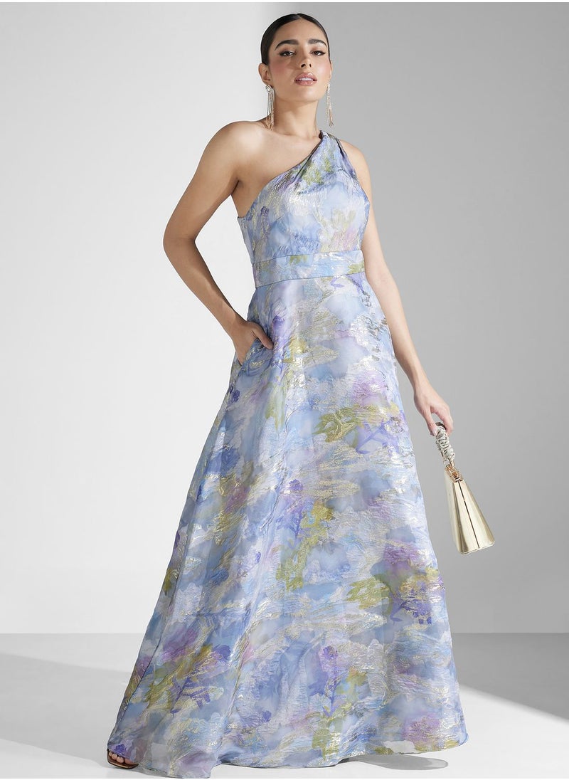 AIDAN MATTOX One Shoulder Knitted Dress  - Image 1