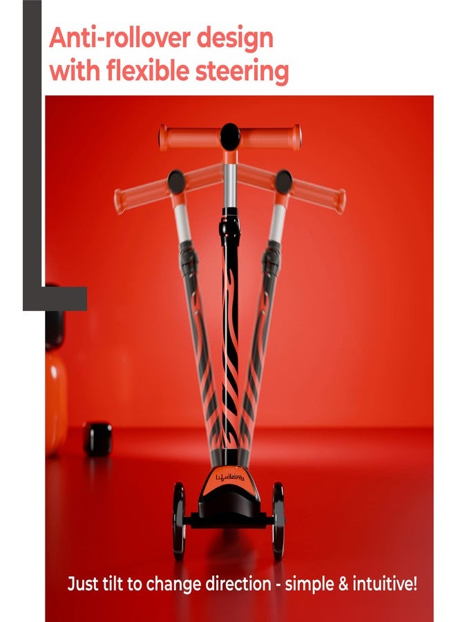 Lifelong Kick Scooter with Adjustable Height - Foldable - Skate for Kids with PVC Wheel - Max User weight-50 kg, Red & Black, LLKS34 - Image 1